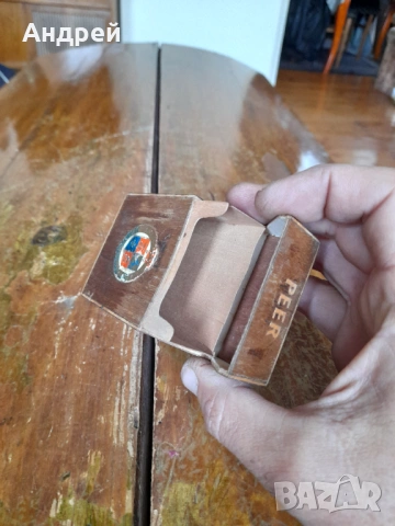 Стара дървена табакера,кутия за цигари Peer, снимка 5 - Други ценни предмети - 53144346