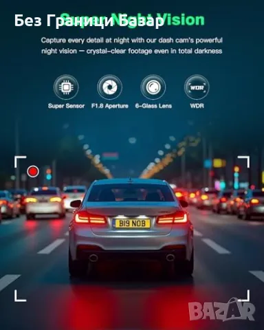 Нов Dash Cam 4K + 1080P двоен видеорегистратор WiFi камера за кола 64GB, снимка 4 - Друга електроника - 50034537