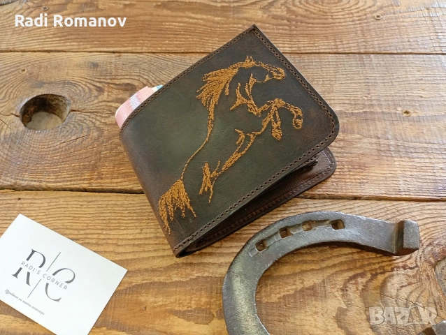 Ръчно изработен мъжки кожен портфейл 