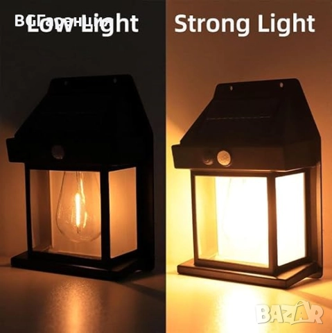 Соларна стенна лампа с 3 режима, снимка 6 - Соларни лампи - 52305056