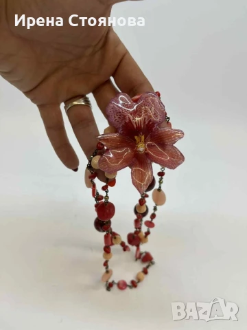 Колие с регулируема дължина, естествен цвят на орхидея, снимка 13 - Колиета, медальони, синджири - 51002776