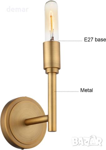 Phansthy 2 бр. Стенна лампа ретро, вътрешен аплик с огледало, E27, античен месинг, снимка 3 - Лампи за стена - 46264474