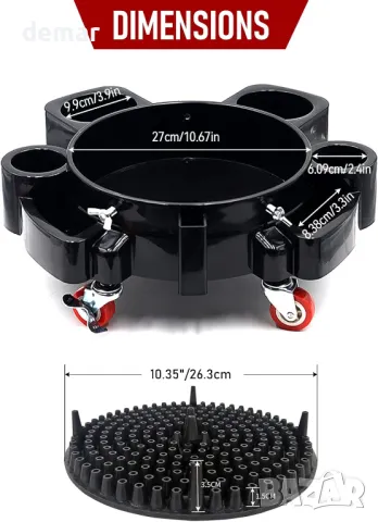 Bucket Dolly 22,7 литра тежкотоварна подвижна количка с 5 подвижни въртящи се колелца, снимка 2 - Други стоки за дома - 49284658