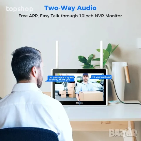 Нова, тествана система за видеонаблюдение Hiseeu 4бр. 5MP PTZ камери, 10'' монитор, 10CH NVR с 1TB.., снимка 5 - Комплекти за видеонаблюдение - 50502572