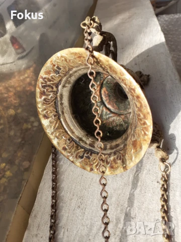 Старо бронзово висящо кандило кадило тамянник, снимка 5 - Антикварни и старинни предмети - 51106756