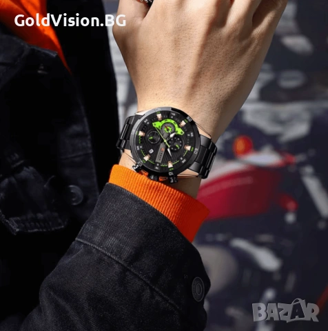 CURREN 8402 – BLACK GREEN — Мъжки спортно-елегантен часовник, снимка 3 - Мъжки - 54247636
