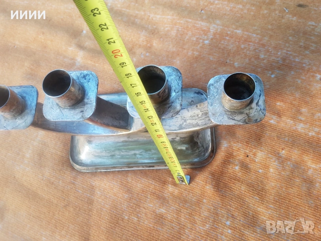 Посребрен свещник четворка, снимка 5 - Антикварни и старинни предмети - 53273293