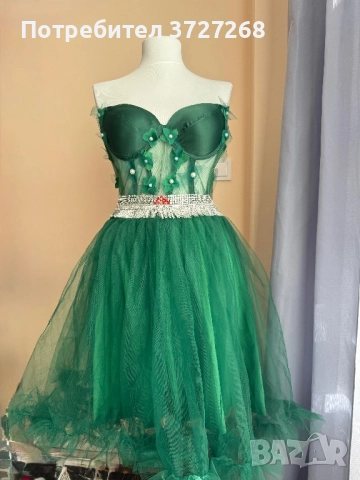 Къса бална рокля в зелено, снимка 2 - Рокли - 52866242