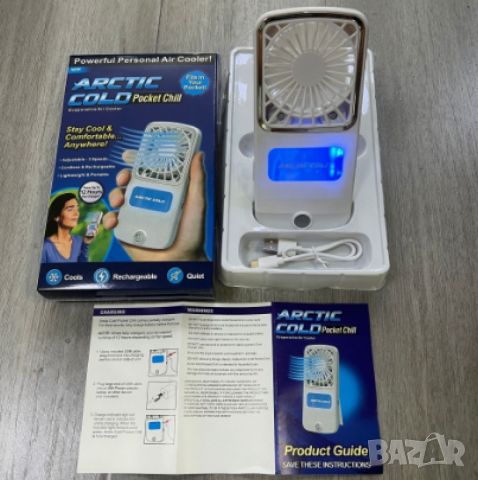 Преносим безжичен джобен вентилатор Arctic Air AAPKT с USB зареждане и лед дисплей, снимка 4 - Друга електроника - 46357930