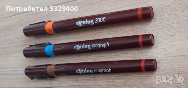 3 Рапидографи Rotring Isograf, снимка 3 - Ученически пособия, канцеларски материали - 53691434