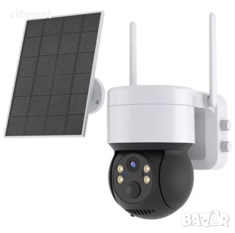 Соларна WIFI камера 5 MP, външен монтаж IP66, iCSee, нощно виждане, 360° въртене, SD слот, снимка 1 - IP камери - 46809037