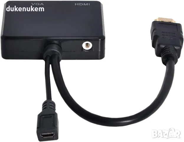 НОВ! Преходен адаптер от HDMI мъжки към HDMI и VGA , снимка 7 - Кабели и адаптери - 47063839