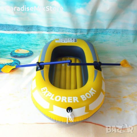 Едноместна надуваема каучукова лодка с PVC защита, помпа и гребла, снимка 3 - Водни спортове - 46263694