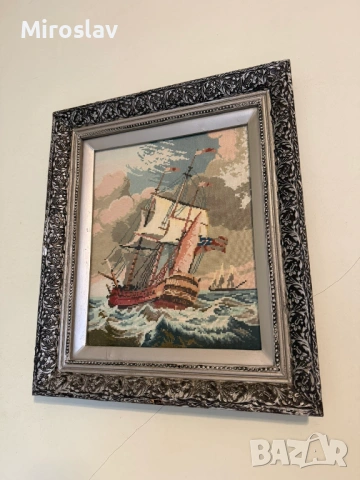 Гоблен - ръчно бродиран 1995г. - с дървена рамка