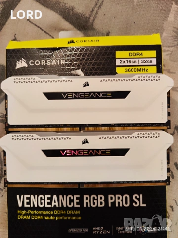 Рам памет Памет 32GB DDR 3600 2x16GB Corsair Vengeance RGB PRO SL