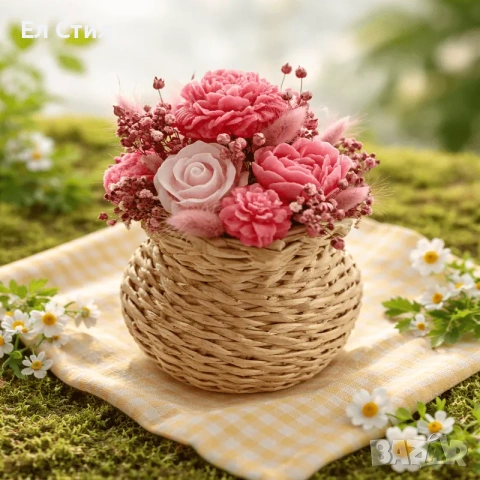 Букет от восъчни цветя, снимка 5 - Декорация за дома - 53915420