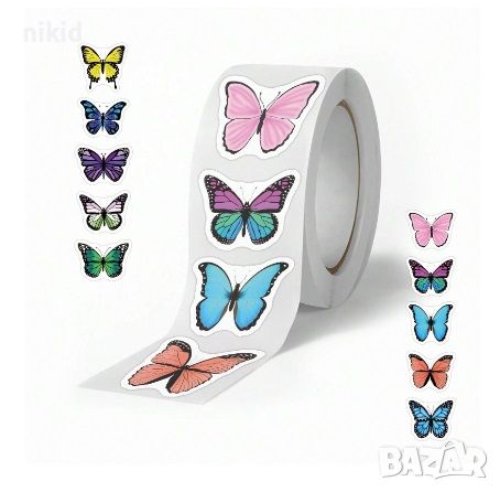 100 бр Пеперуда пеперуди самозалепващи лепенки стикери за ръчна изработка за подарък, снимка 1 - Други - 46563615