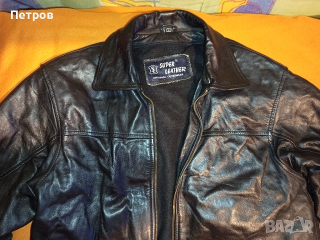 Мъжко зимно кожено яке (L), снимка 2 - Якета - 52028408