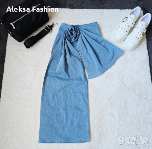 Дамска къса дънкова пола с 3D роза, снимка 18 - Поли - 50524464