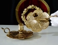 Викториански бронзов свещник,детелина,орнаменти. , снимка 8