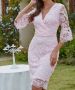 Розова дантелена рокля, снимка 1 - Рокли - 45573836