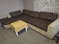 голям красив диван с ляв ъгъл цвят бежово и кафяво, снимка 1