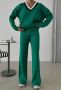 💚Стилен зелен дамски плетен сет 100% акрил💚, снимка 1 - Комплекти - 45262884