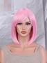 Аниме розова перука каре на черта с бретон, снимка 1 - Аксесоари за коса - 45424142