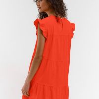 Оранжева рокля с чантичка, снимка 2 - Рокли - 41045616
