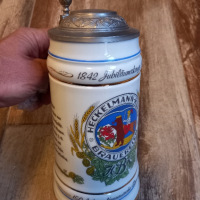 немска порцеланова халба за бира с цинков капак, снимка 1 - Антикварни и старинни предмети - 44958725