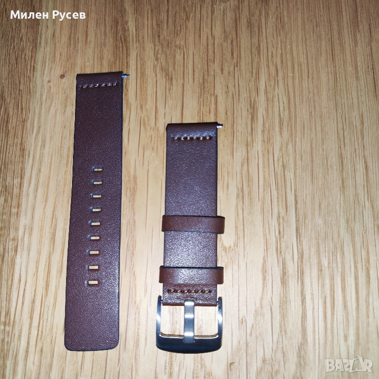 Каишка от естествена кожа 22 мм (кафява и черна). , снимка 1