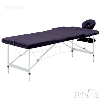 vidaXL Сгъваема масажна кушетка, 3 зони, алуминий, лилава(SKU:110198, снимка 1