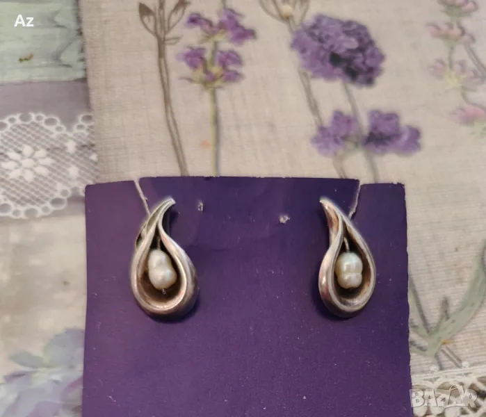 Сребърни обеци, снимка 1