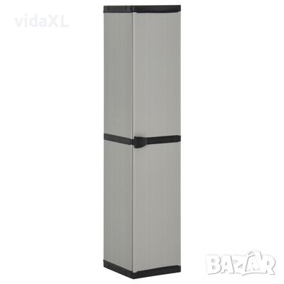 vidaXL Градински шкаф за съхранение с 3 рафта сиво-черен 34x40x168 （SKU:340985см, снимка 1