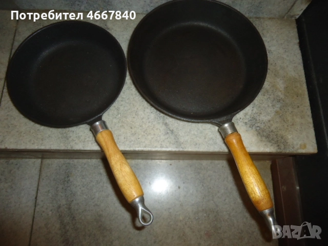 чугунен тиган 2 бр 25, 21, см.нови., снимка 1