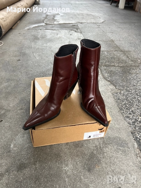 Кожени боти ZARA с висок ток, снимка 1