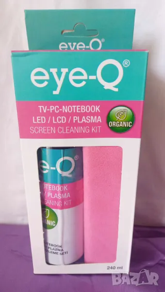 Комплект спрей с микрофибърна кърпичка за почистване на екрани eye-Q, снимка 1