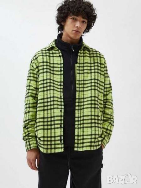 Мъжка връхна риза Pull&Bear, 100% памук, Яркозелена, XL, снимка 1