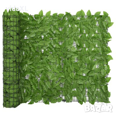 vidaXL Балконски параван със зелени листа, 600x100 см（SKU:315502, снимка 1