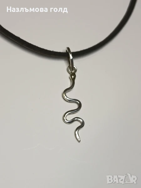 Сребърен медальон змия ръчна изработка , снимка 1
