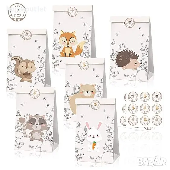 Детски хартиени торбички, пакет от 12 бр GIFT BAG (X12) X001AXIY6B (ANIMAL), снимка 1