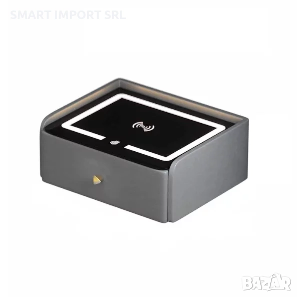 Интелигентно нощно шкафче Smart Heater LED, USB и Type-C порт, Bluetooth, сив, снимка 1