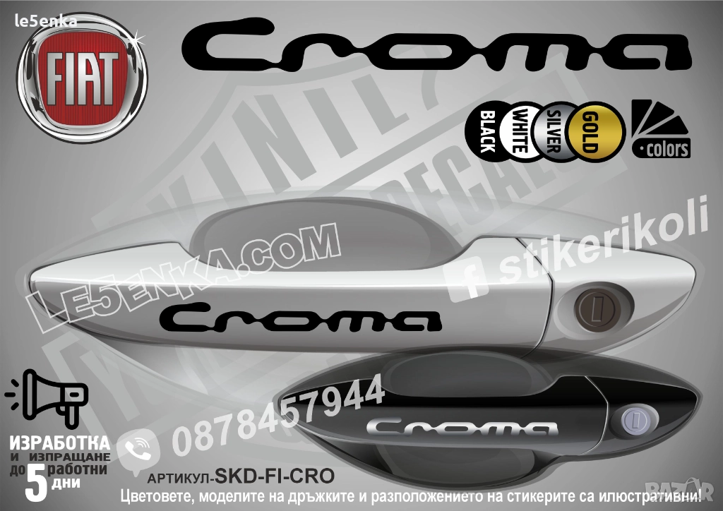 FIAT Croma стикери дръжки SKD-FI-CRO, снимка 1