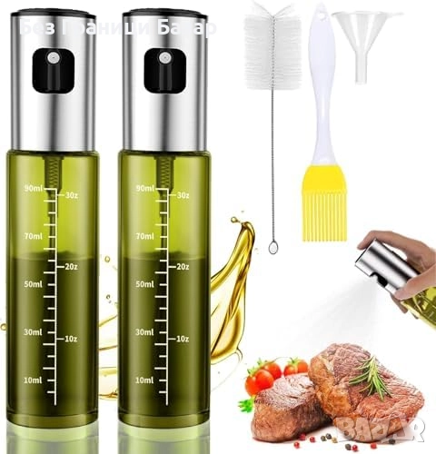 Нови 2 броя стъклени спрей бутилки за олио – пържене, грил, печене, снимка 1