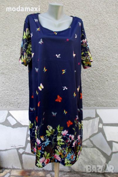 4XL Нова синя рокля с пеперуди , снимка 1