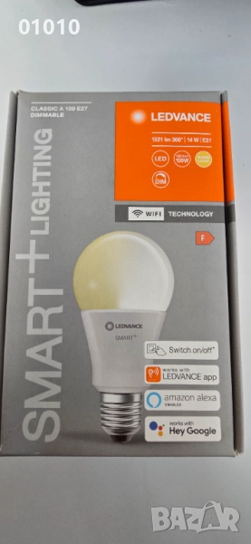 Смарт крушка Ledvance SMART+14W/100w E27 1521lm A60/2700K dimmer wi-fi, снимка 1