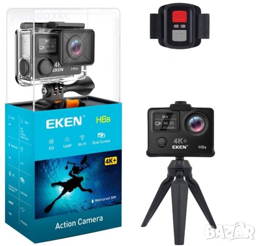 EKEN H6S 4K екшън камера – водоустойчива + пълен комплект аксесоари, снимка 9 - Камери - 52368760