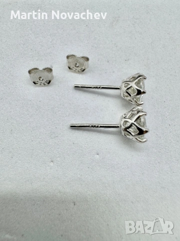 Сребърни обеци с мойсанит (Диамант) 1 карат, снимка 8 - Обеци - 53330782