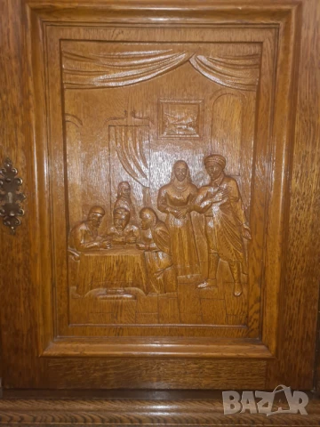 масивен гардероб шкаф дърворезба внос от Европа, снимка 6 - Шкафове - 50821601