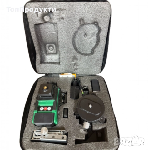 4D Лазерен Нивелир с 16 Линии (Четири Точков), Самонивелиращ се, със Зелен Лазер с тринога, снимка 4 - Измервателни инструменти - 52964375